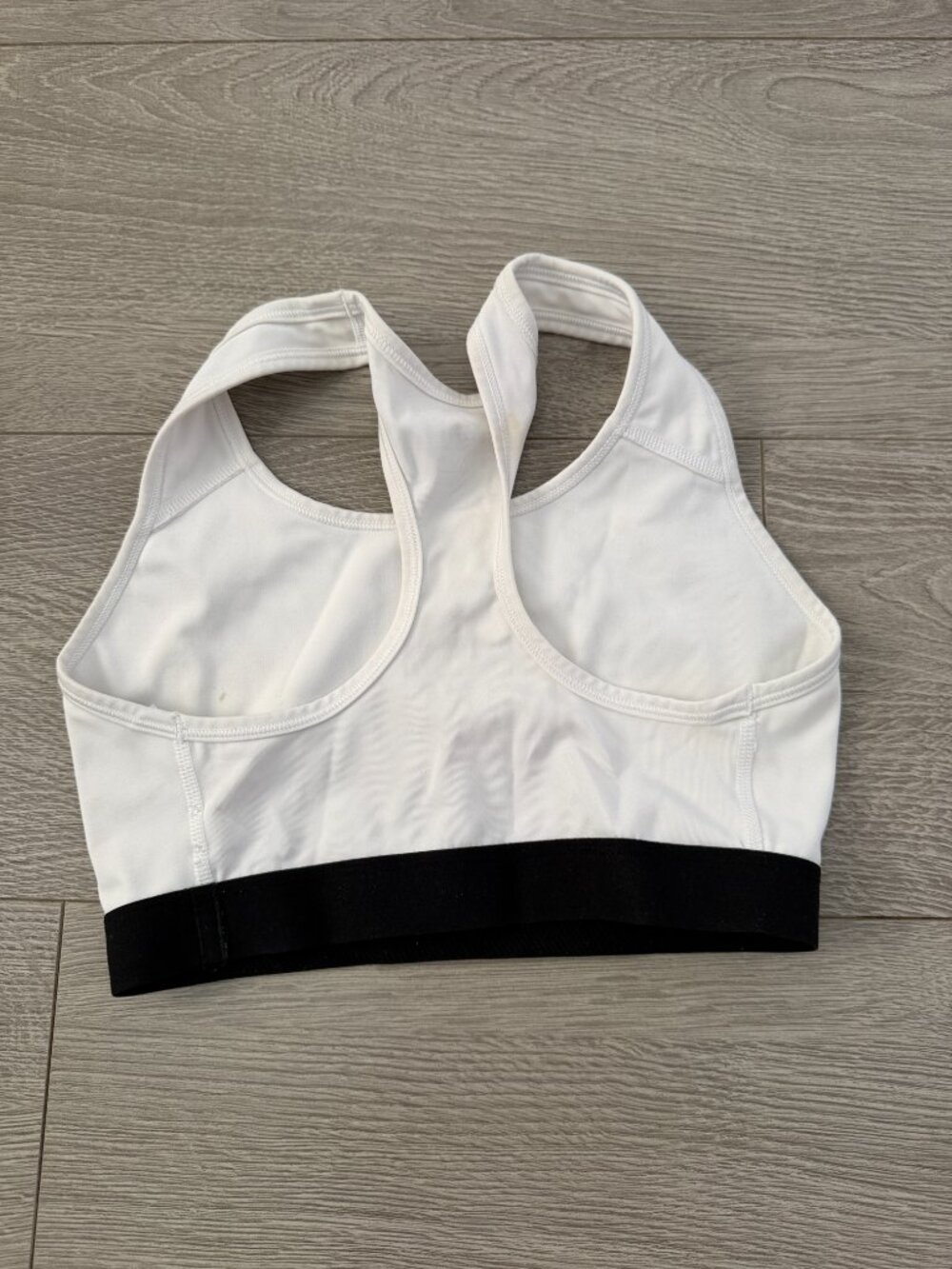 Nike Dri FIT Sports Bra Womens Small White Black Racerback Workout - Picture 4 of 6